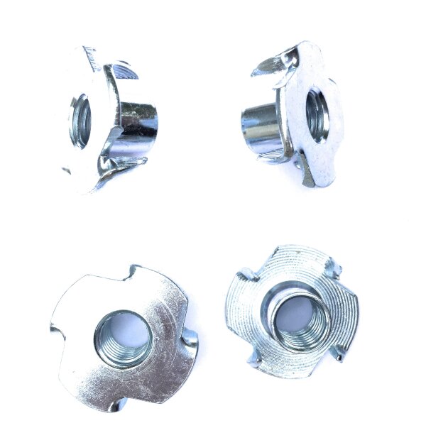 M8x11x22 Einschlagmuttern mit 4 Einschlagspitzen 50 Stück verzinkt