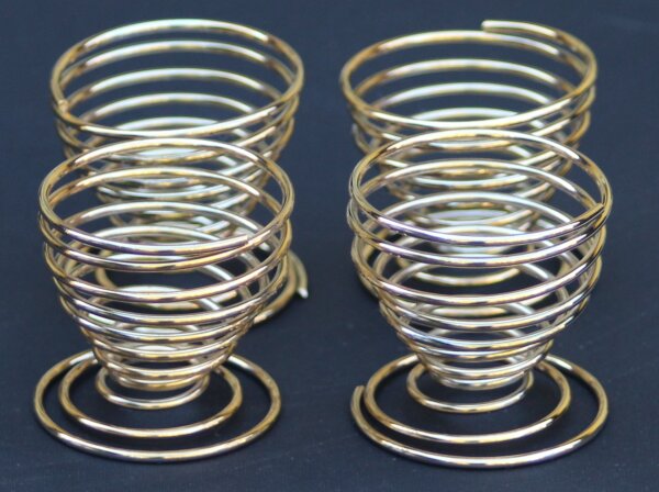 4 Eierbecher aus Draht vergoldet mit 999er Feingold