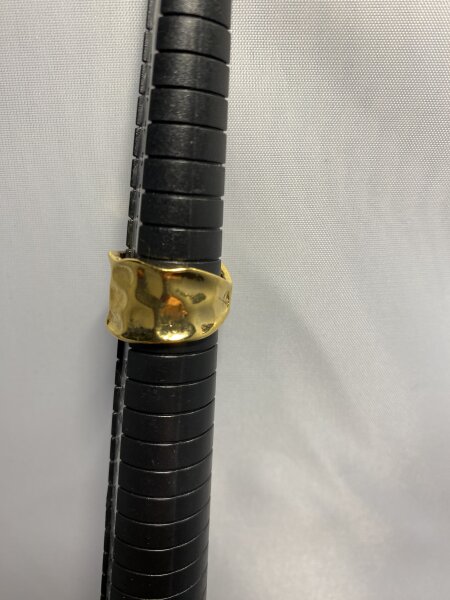 Einfacher Ring mit Muster Breit vergoldet mit 24 Karat Gold Ringgröße 49