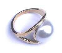 Einfacher Ring mit Perle vergoldet mit 24 Karat Gold...