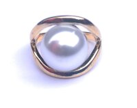 Einfacher Ring mit Perle vergoldet mit 24 Karat Gold Ringgröße 54